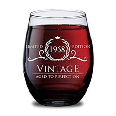 a wine glass with the words vintage aged to perfection on it