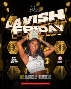 the flyer for lavish friday featuring a woman in a crown