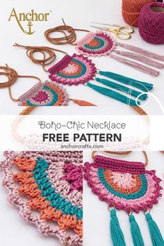 crochet pattern for boho - chic necklace with tassels