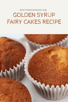 golden syrup fairy cakes recipe with text overlay