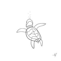 a black and white drawing of a turtle