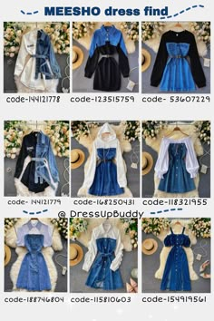 Korean dress , denim dress , korean fashion Dresses From Meesho, Denim Dress Korean, Wardrobe Manifestation, Meesho Outfits, Meesho Finds, Cheap Outfits, Pretty Tips, Cute Cheap Outfits