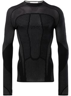 black stretch-design multi-way stripe pattern signature Vector logo thumb slots mock neck long raglan sleeves straight hem pull-on style When buying this unisex item, keep in mind that it is graded in standard men's sizing. Technical Black Long Sleeve Tops, Long Sleeve Stretch Sportswear T-shirt, Black Long Sleeve Sports T-shirt, Long Sleeve Moisture-wicking Training T-shirt, Long Sleeve Moisture-wicking Sportswear T-shirt, Clothes Men, Mock Neck Top, Black Stretch, Active Wear For Women