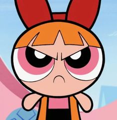 the powerpuff girl character is frowning