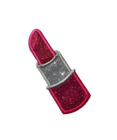 a pink and silver lipstick with glitter on it