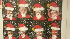 several pictures of santa claus with different facial expressions