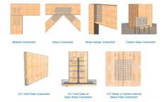 several different types of wooden construction