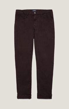 Cut in an ultra-flattering tapered straight leg, a dimensional diagonal pattern in an elegant burgundy hue adds movement and texture to this polished, everyday pant. Designed in a contemporary straight leg fit with a mid rise, this pant has the luxurious feel of twill and the everyday comfort of denim. - - - 11" front rise 16.5" back rise 16.5" knee 15" leg opening Model is 6' and is wearing size W32/L32. Fabric: 89% Cotton, 8% Polyester, 3% Elastane  Made in Turkey Item: H0031087241 Dark Comfort, Tapered Chinos, Flattering Pants, Everyday Pants, Blazer Fashion, Straight Pants, Premium Denim, T-shirt Polos, Chino Shorts