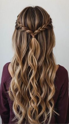 Hair Ideas For Bridesmaids Long Hair, Cute Back To School Hairstyles 7th Grade, Junior Bridesmaid Hairstyles, Easy Bangs, Light Brown Hair Styles, Brown Hair Styles, Grad Hair, Bridesmaid Hair Inspo, Bridemaids Hairstyles