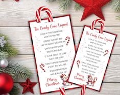 two christmas gift tags with candy canes on them