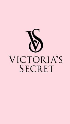 the victoria's secret logo is shown on a pink background with black and white lettering