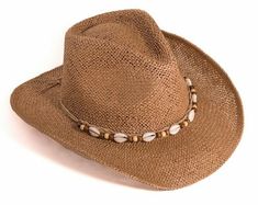 Beach Cowboy Hat Brown & Aqua Tribal Band With Cowrie Shells - Etsy Beach Cowboy Hat, Cowboy Hat Brown, Holidays Music, Beach Cowboy, Headband Fits, Country And Western, Country Hats, Gardening Hat