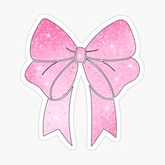 a pink bow with sparkles on it's side sticker is shown in the shape