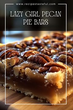 These Lazy Girl Pecan Pie Bars are a quick and delicious twist on traditional pecan pie. Made with refrigerated pie crusts and a rich pecan filling, they are easy to prepare and perfect for gatherings, holidays, or a sweet treat at home. Pecan Desserts Recipes, Pecan Bars Recipe, Pecan Pie Bars Easy, Pecan Pie Bars Recipe, Pecan Filling, Pecan Desserts, Pecan Pie Easy, Thanksgiving Desserts Easy, Pecan Pie Bars