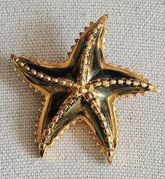 Great gold Tone Star fish brooch pin!! Costume jewelry! Beautiful! Please see all the deals in the photos! Clasp works as it should. Unsigned! Gold Star Brooches As Gift, Fish Brooch, Star Fish, Jewelry Beautiful, Starfish, Costume Jewelry, Favorite Jewelry, Brooch Pin, Brooches