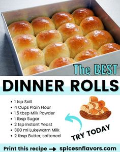 the best dinner rolls recipe in a box with instructions for how to bake them