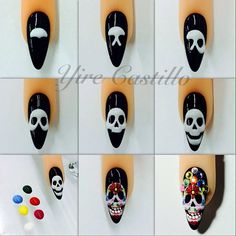 Skull Nail Designs, November Nail Designs, New Years Nails, 3d Nail Art Designs