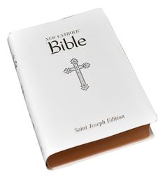 the new catholic bible is shown on a white background