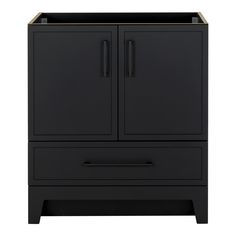 a black cabinet with two doors and drawers