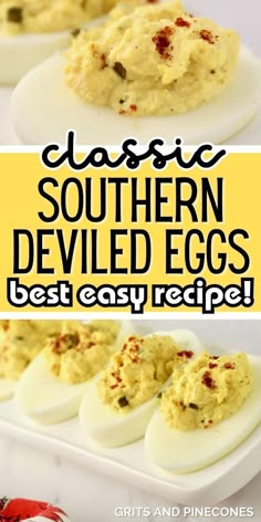 deviled eggs are an easy and tasty appetizer to serve on the table