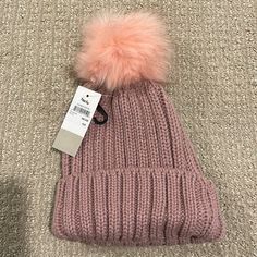 Nwt Rose Pink With Pink Faux Fur Nordstrom Winter Hat Trendy Pink Beanie For Spring, Trendy Adjustable Pink Beanie, Trendy Pink Beanie, Pink Cap For Fall, Trendy Pink Fall Beanie, Casual Pink Beanie For Spring, Casual Pink Soft Knit Hat, Pink Spring Beanie Cap, Pink Casual Beanie For Fall