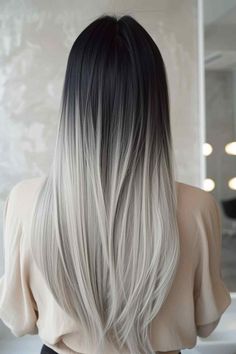 20 Remarkable Dark Ombre Hair Color Ideas for 2024 Dark Ombre Hair Color, Black To Grey Ombre Hair, White Ombre Hair, Dark Roots Hair, Silver Ombre Hair, Ombre Hair Color Ideas, Dark Ombre Hair, Really Curly Hair, Dark Ombre