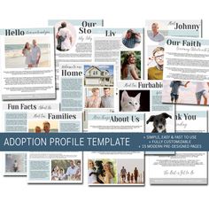 a collage of photos with the words adoption profile template