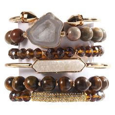 PRICES MAY VARY. [ 6 Pcs Natural Stone Beaded Bracelets/Bangle Set ]:Made of 100% Natural Stone, Tiger eyes, Turquoise, Jasper, Agate, Ceramics, High quality beads, Crystal,Semi-Precious Gemstone and Gemstone which are high quality materials,Smooth and comfortable. Bohemian bracelets sets are threaded with strong elastic string. Durable and flexible.The addition of the bangle makes the bracelet both vintage and stylish.With 6 individual single loop bracelets, you can choose to wear one or severa Loop Bracelets, Bracelet Stack Ideas, Boho Beaded Bracelets, Heishi Jewelry, Czech Beads Jewelry, Bracelets Sets, Afrocentric Jewelry, Girly Bracelets, Stacked Bracelets