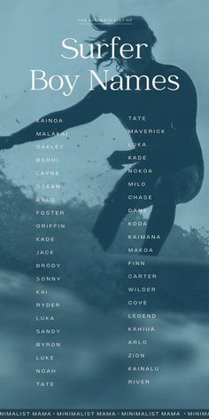 the poster for surfer boy names