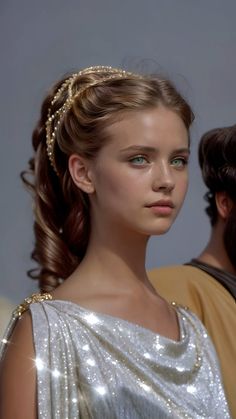 Princess Face Aesthetic, Strong Princess Aesthetic, Roman Empress Aesthetic, Hair Styles Princess, Viking Princess Hair, Goddess Face Claim, Greek Princess Aesthetic, Ancient Greek Princess, Ancient Greek Hairstyles