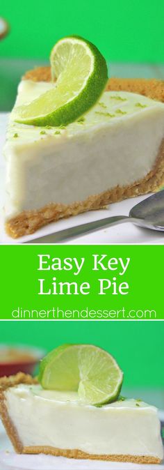 easy key lime pie recipe on a white plate