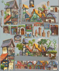 an image of a collage of houses and buildings with different types of architecture on them