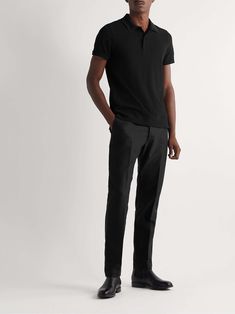 Black Polo Outfit Men Formal, Black Polo Outfit Men Casual, Mr Porter Style Men, Business Casual Outfits Men Work Attire, All Black Wedding Guest Outfit Men, Office Outfits Men Young Professional, Mens Business Casual Outfits Work Attire, Cal Outfits, Black Polo Outfit Men