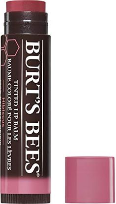 Burt's Bees 100% Natural Tinted Lip Balm, Hibiscus with Shea Butter & Botanical Waxes – 1 Tube x 4.25 g Burt's Bees Sore Lips, Burts Bees Lip Balm, Burts Bees Lip, Perfect Lipstick, Natural Lip Colors, Natural Lip Balm, Theobroma Cacao, Tinted Lip Balm, Burt's Bees