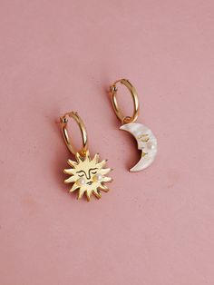 Hoop Charms, Wolf Moon, Funky Jewelry, Jewelry Lookbook, Pearl Hoop Earrings, Sun And Moon, Dream Jewelry, Jewelry Inspo