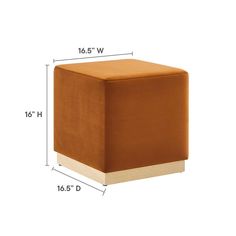 the cube ottoman is shown with measurements for it