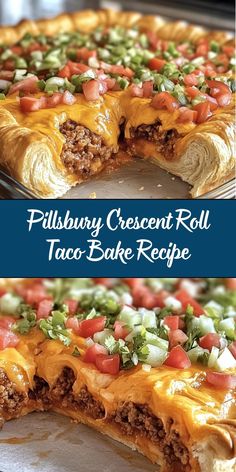 This Pillsbury Crescent Roll Taco Bake is a simple, crowd-pleasing recipe that layers crescent roll dough, seasoned taco meat, and gooey cheese into a delicious and easy-to-make dish. Perfect for a quick family dinner or a party appetizer, this bake is sure to become a favorite! Pillsbury Crescent Dough Sheet Recipes, Crescent Roll Dinner Recipes, Crescent Sheet Recipes, Crescent Dough Sheet Recipes, Crescent Roll Taco, Crescent Roll Taco Bake, Pillsbury Crescent Roll Recipes, Crescent Roll Recipes Dinner, Taco Beef