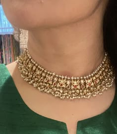 Choker Sets Indian Jewellery Designs, Kundan Polki Choker Set, Kundan Choker Necklace, Gold Pearl Choker, 10 Grams Gold Necklace Indian, Antique Necklaces Design