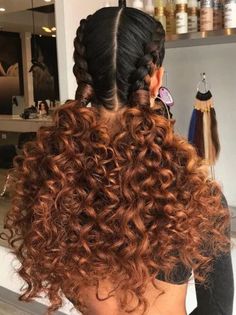 Trendy We Fryzurach, Double French Braids, Red Curly Hair, Braids With Extensions, Two Braids, Braids With Curls