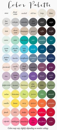 the color chart for different shades of paint