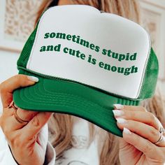 Enough said Foam trucker hat snap back pink, black, or green Green Hat With Letter Print And Curved Bill, Green Curved Bill Hat With Letter Print, Funny Trucker Hat One Size, Funny Snapback Trucker Hat, Funny One Size Fits Most Trucker Cap, Funny Trucker Hat, One Size Fits Most, Trendy Green Hat With Letter Print, Green Cap With Letter Print, Green Snapback Hat With Letter Print