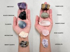 This healing crystal gift set is a stunning collection of naturally beautiful crystals, each ranging from 1.5 to 2 inches in size. This carefully curated set includes Amethyst, Black Obsidian, Fluorite, Moonstone, Smoky Quartz, Tiger's Eye, Pyrite, Quartz Point, Rose Quartz, and Lepidolite, each with its unique charm and potential uses. Whether you're a crystal enthusiast or simply appreciate the natural beauty of these stones, our 10 Raw Crystal Starter Gift Set adds a touch of nature's eleganc Home Cleansing, Beautiful Crystals, Gemstone Meanings, Crystal Healing Stones, Crystal Set, Naturally Beautiful, Raw Crystal, Quartz Points, Crystal Gifts