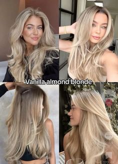 Vanilla Almond Blonde, Almond Blonde Hair, Almond Blonde, Blonde Hair Tips, Different Hair Lengths, Soft Blonde Hair, Bright Blonde Hair, Color Seasons, Summer Blonde Hair