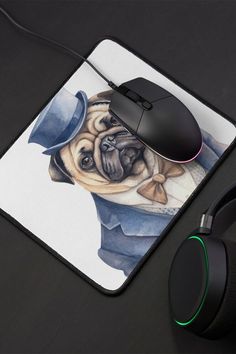 Bridgerton inspired Vintage and retro pug in a suit Mouse Pad Gift For Lover