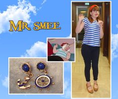 an image of a woman with some earrings in front of her and the words mr smee on it