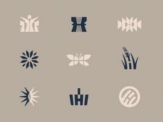 several different types of logos on a gray background