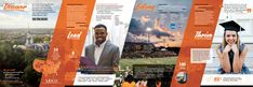 the brochure is designed to look like an orange and black college graduation program