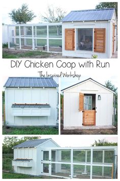 chicken coop with run in the front and an insulated work shop on the back