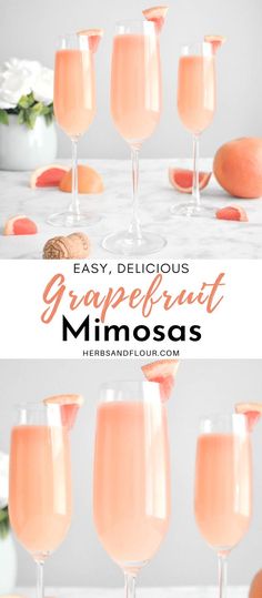 grapefruit mimos with text overlay that reads easy delicious grapefruit mimos