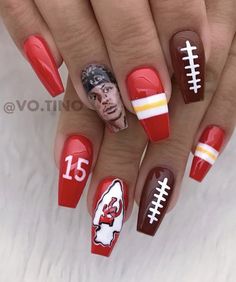 49ers Nails, Super Bowl Nails, Football Nail Art, Cowboy Nails, Sports Nails, Football Nails, Aqua Nails, Dope Nail Designs